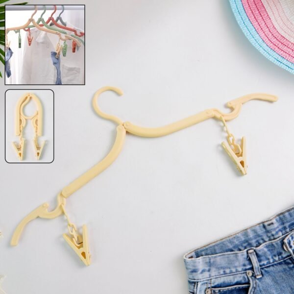 hanger-01.jpg Multipurpose Foldable Cloth Hanger with Dual Clips (1 Pc)