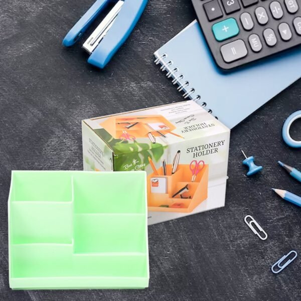 Stationery Holder Desk Organizer Space Saver Pen Stand Multi Compartments Holder