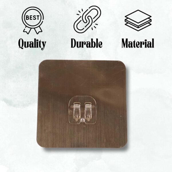 Self-Adhesive Heavy-Duty Plastic Wall Hook – 1 Pc (8x8 cm)