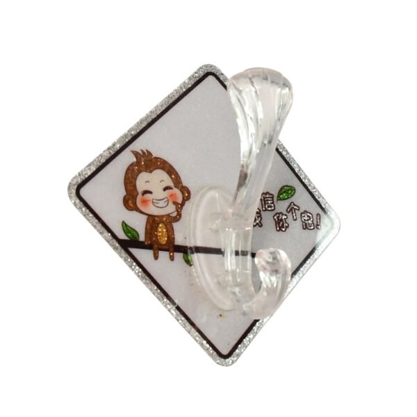 Cute Cartoon Print Transparent Wall Hook with Self-Adhesive Back (1 Pc)