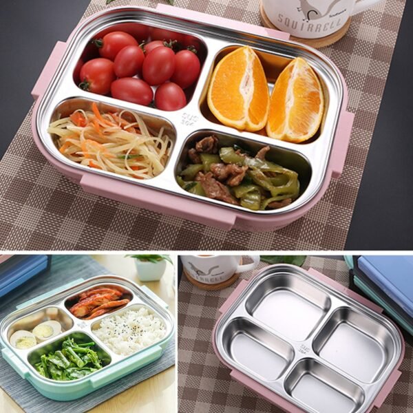 Black Transparent 4 Compartment Lunch Box