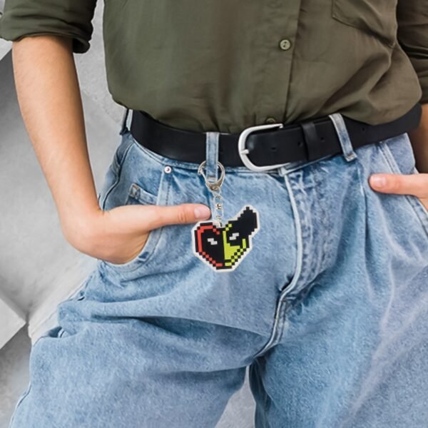 Pixel Style Acrylic Cartoon Keychain with Funky Design (1 Pc)