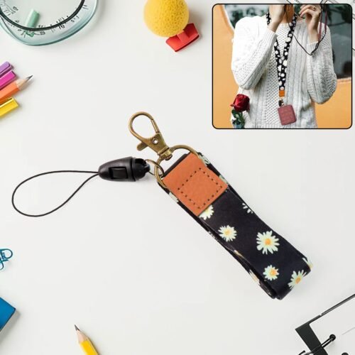 keychain-lanyard-01.jpg Floral Print Neck Lanyard Strap with Clip Hook & Mobile String (1 Pc)