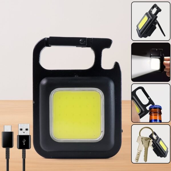 keychain-light-01.jpg Mini Rechargeable Keychain Flashlight - 4 Light Modes Folding Bracket & Magnetic Base