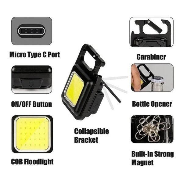 keychain-light-04.jpg Mini Rechargeable Keychain Flashlight - 4 Light Modes Folding Bracket & Magnetic Base