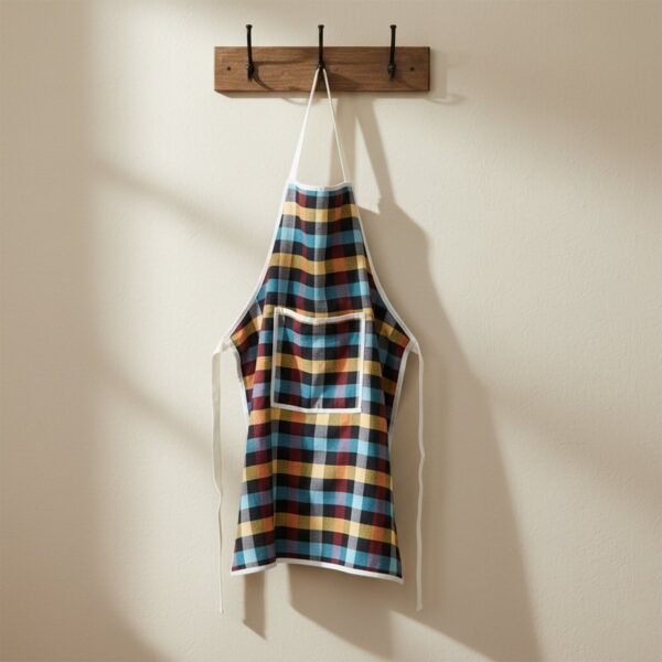 kitchen-Apron-03.jpg Cotton Checkered Kitchen Apron with Front Pocket (1 Pc)