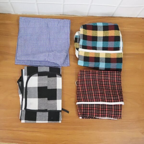 kitchen-Apron-08.jpg Cotton Checkered Kitchen Apron with Front Pocket (1 Pc)