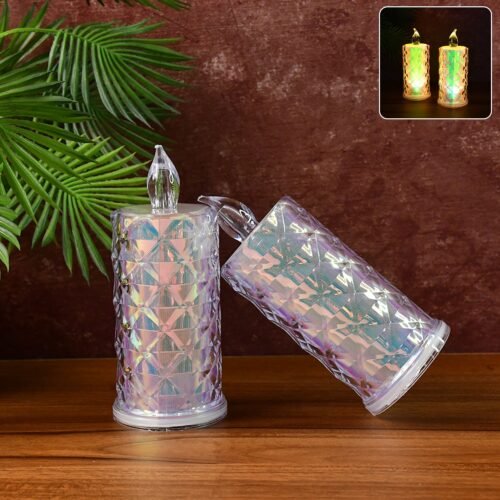 Decorative LED Candle Lights with Holographic Finish (2 Pc / Set)