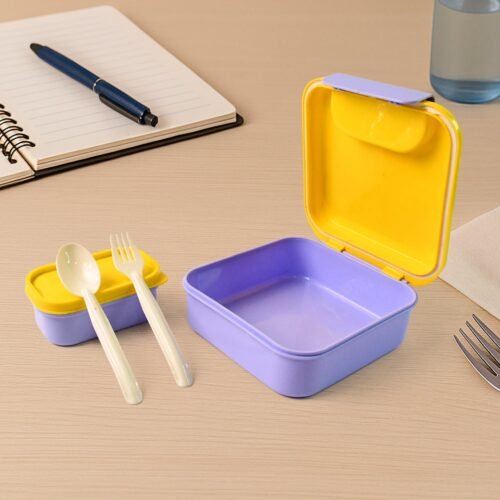 lunch-box-03.jpg Kids Lunch Box Set with Small Inner Container, Spoon & Fork (1 Pc)
