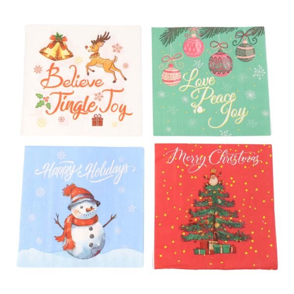 200 Pc Premium Festive Design Paper Napkins 10x10 Inch (26x26 cm)
