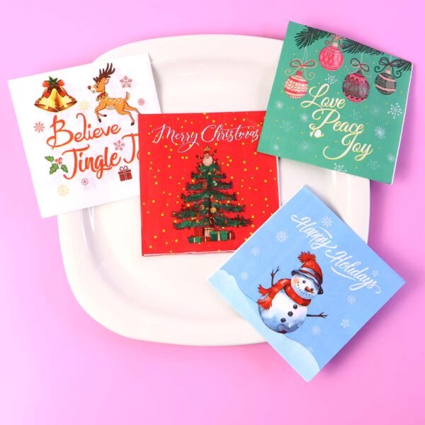 200 Pc Premium Festive Design Paper Napkins 10x10 Inch (26x26 cm)