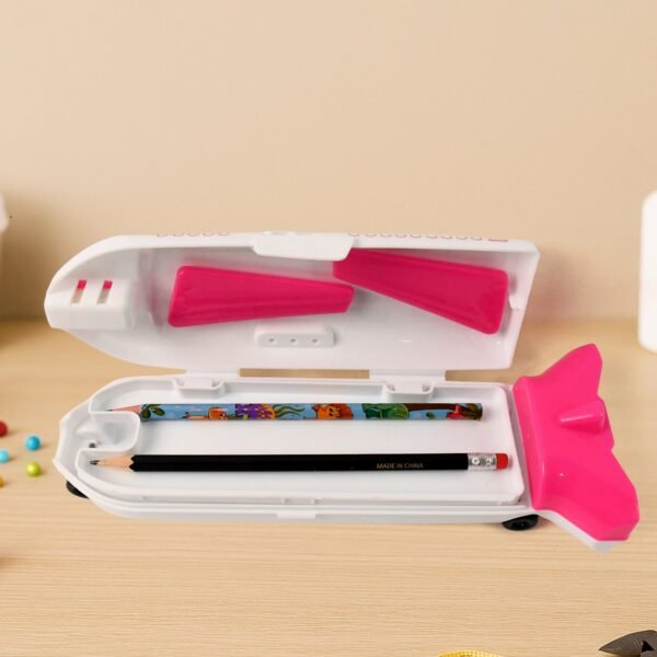 Multi-Functional Airplane-Shaped Compass Box with LED Light and Built-in Sharpener