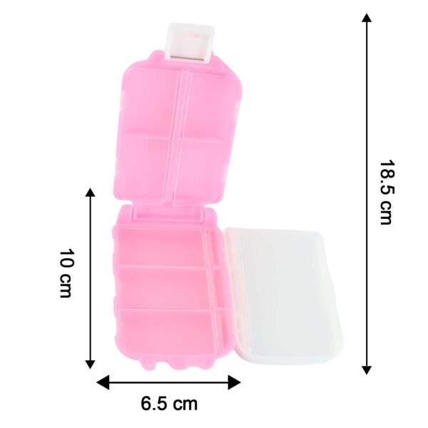 pillbox-size.jpg Portable Pink Dual-Sided Pill Organizer Box (1 Pc)