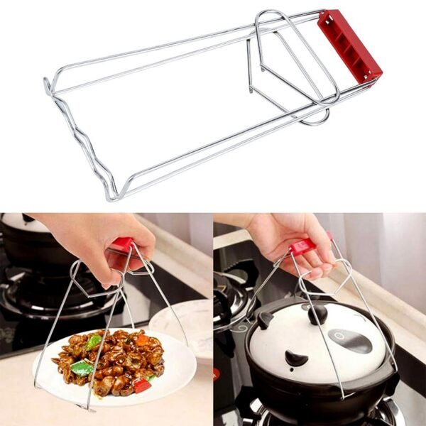 Heavy-Duty Stainless Steel Kitchen Dish Plate Bowl Vessel Gripper Tong (1 Pc)