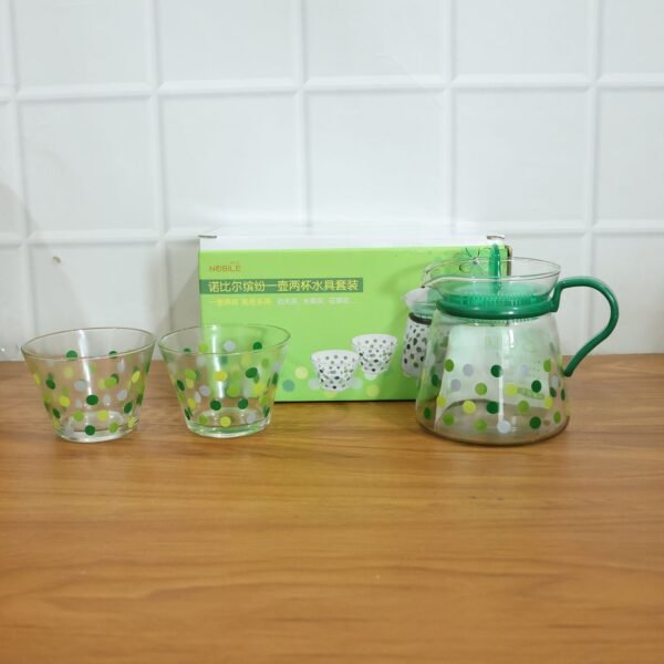 Elegant Glass Tea Pot with Matching Cups Set (1 Set)