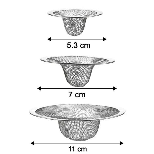 sinkstrainer-size.jpg Stainless Steel Sink Drain Strainer Set (3 Pc)