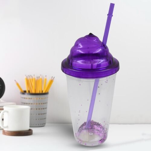 sku-Recovered-Recovered_751b156b-b351-42fa-9b4a-ed8adbf52493.jpg Creative Plastic Cold Drink Cup with Lid & Straw – Tumbler (Mix Color)