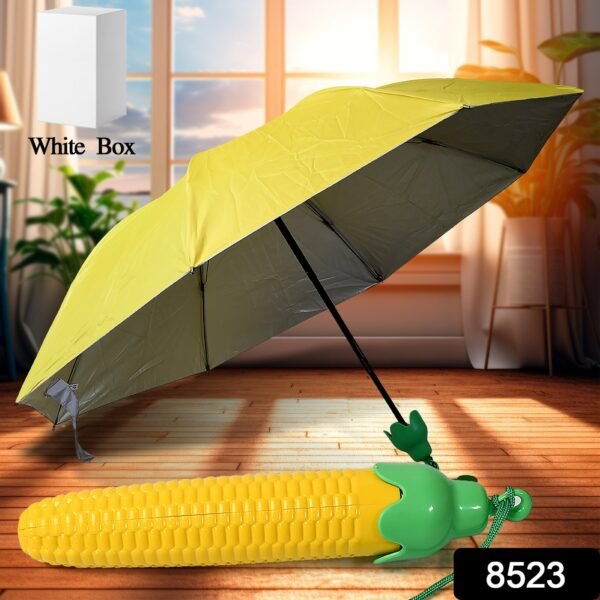 sku_0de33fea-b280-4704-95fc-0945aeed55ac.jpg Vegetable shaped Folding Umbrella, Plastic Case Creative Fashion Folding Mini Sun Shade Rain Umbrella, Unique Umbrella, Sun & UV Protection, Cute Design (1 Pc)