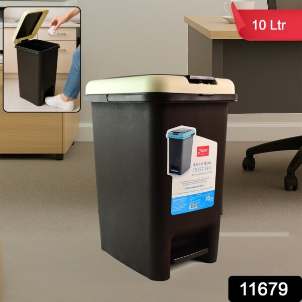 sku_38377783-5dce-4c63-be18-f61ced819c45.jpg Apex Push N Pedal Plastic Dustbin 10L Capacity (1 Pc)