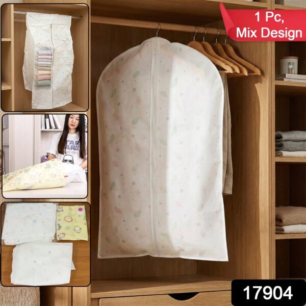 Breathable Hanging Garment Storage Cover  (1 Pc / Mix Design)