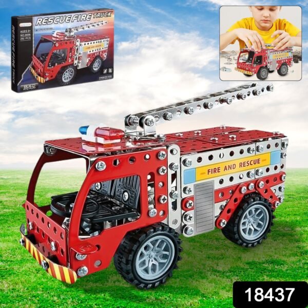 Metal DIY Fire Truck Building Blocks Kids (Fire Truck / 292pcs of truck tool / 1 Set)