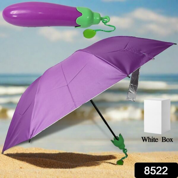 sku_525560f4-4bdf-4fb4-85b2-f79951416f25.jpg Vegetable shaped Folding Umbrella, Plastic Case Creative Fashion Folding Mini Sun Shade Rain Umbrella, Unique Umbrella, Sun & UV Protection, Cute Design (1 Pc)