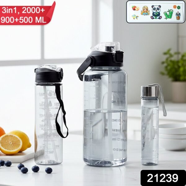 3 in 1 Multipurpose Water Bottle Set(2000 ML+ 900 ML+ 500 ML, 3 Pc Set)