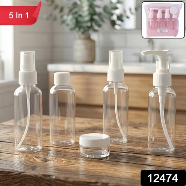 5-in-1 Refillable Travel Cosmetic Bottle Set