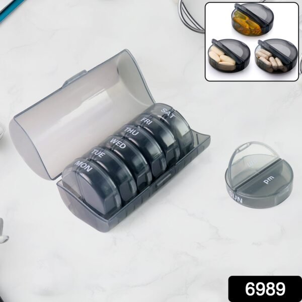 Weekly Pill Organizer 2 Times a Day Travel 7 Day Pill Box