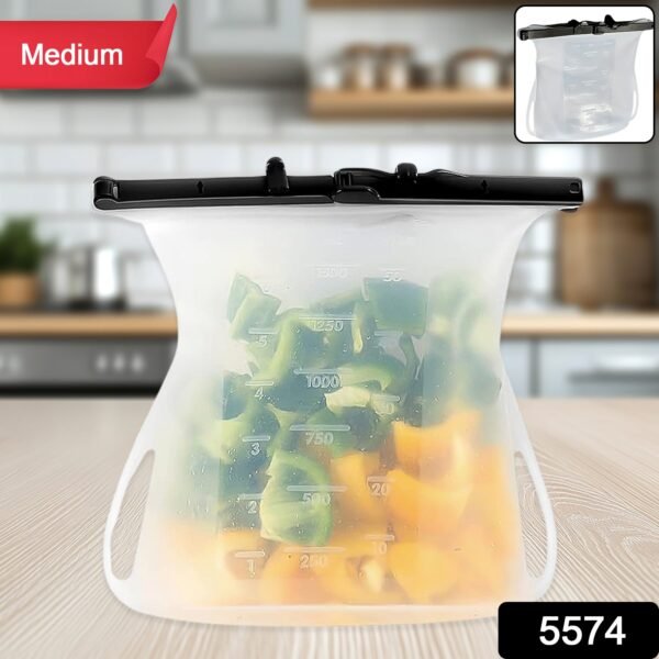 Silicone Food Bag – Leakproof, Flat Bottom, BPA-Free, Microwave & Dishwasher Safe