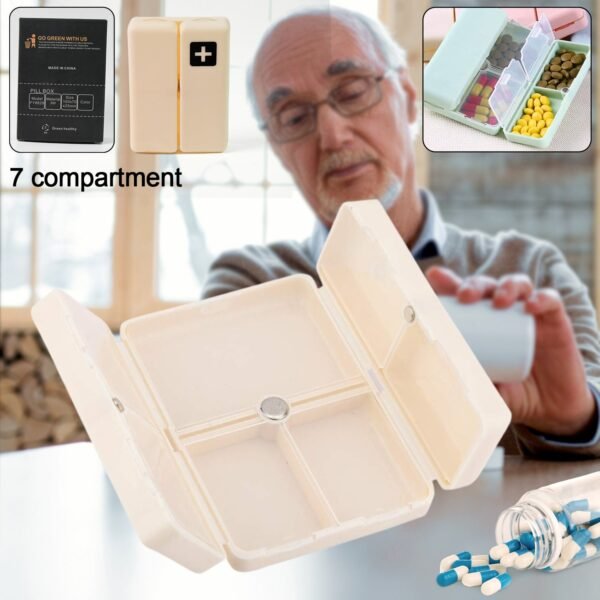 sku_9960647a-20f4-4f30-b622-17c6a5ad6123.jpg Magnetic Pill Organizer, 7 Compartments Portable Pill Case (1 Pc)