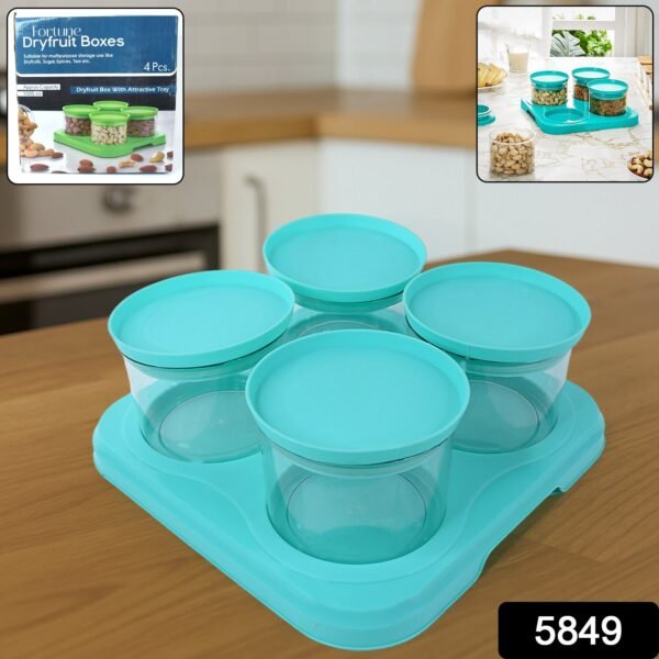 Airtight Container Jar 4 Pc Set with Tray for Kitchen