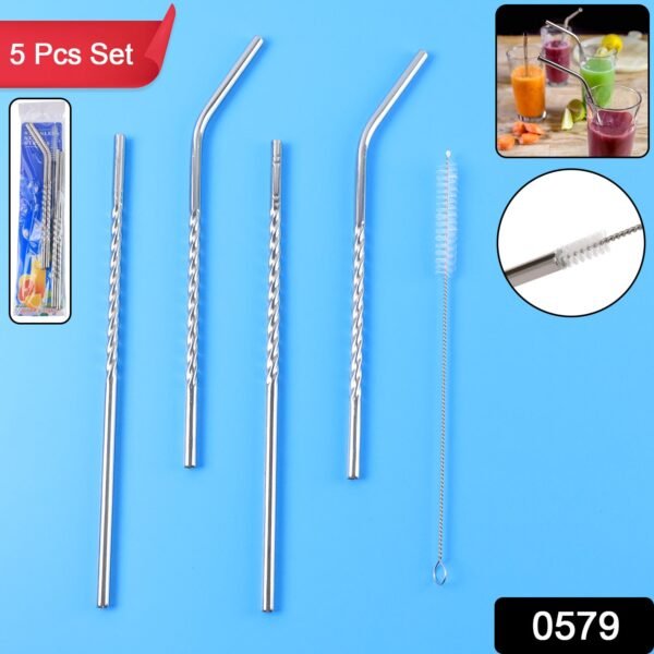sku_b5067fbb-0003-40dc-b22b-b7e2201d925d.jpg Set of 4 Stainless Steel Straws & Brush (2 Straight straws, 2 Bent straws, 1 Brush)