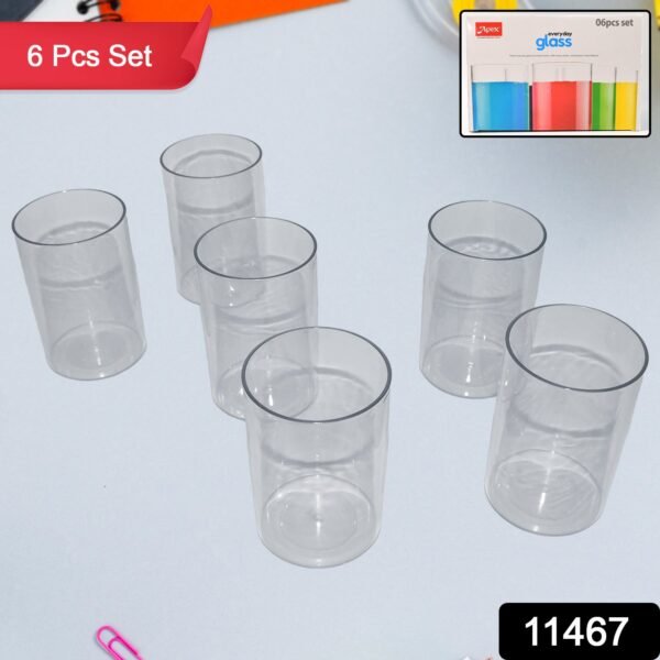 Apex Everyday Plastic Glass Set – 6 Pieces Lightweight & Unbreakable