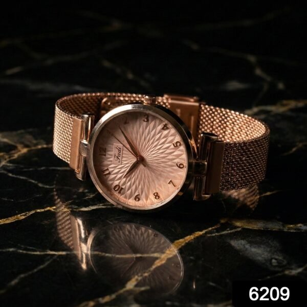 Elegant Rose Gold Finish Analog Wrist Watch (1 Pc)