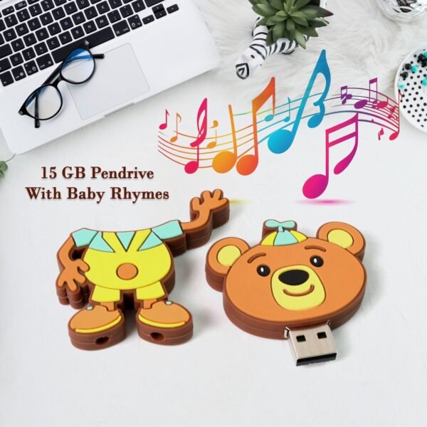 Portable Cartoon Silicone USB Pen Drive (15 GB Baby Rhymes Song / 1 Pc)