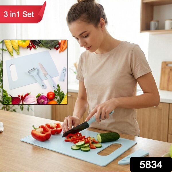 3 in 1 Kitchen Knife & Chopping Board Set (1 Set)