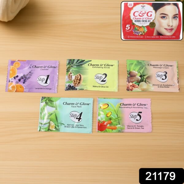 Charm & Glow 5-Step Herbal Facial Kit (1 Pc)
