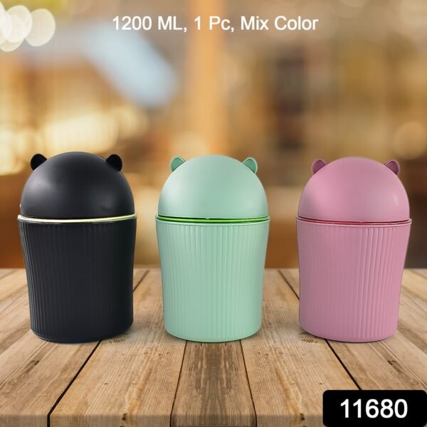 Apex Mini Tabletop Dustbin (1 Pc / 1200 ML / Mix Color)