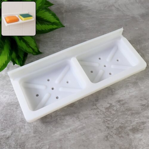 soap-dish-holder-01_c201e06e-6413-424b-afd9-ec2cdce6788f.jpg Wall Mounted Double Compartment Soap & Sponge Holder (1 Pc)