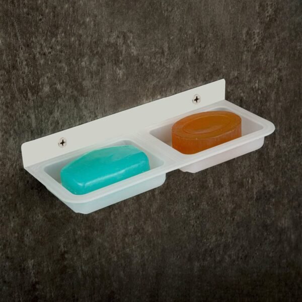 soap-dish-holder-02_45aae351-228d-4890-bc02-09fa7575978a.jpg Wall Mounted Double Compartment Soap & Sponge Holder (1 Pc)