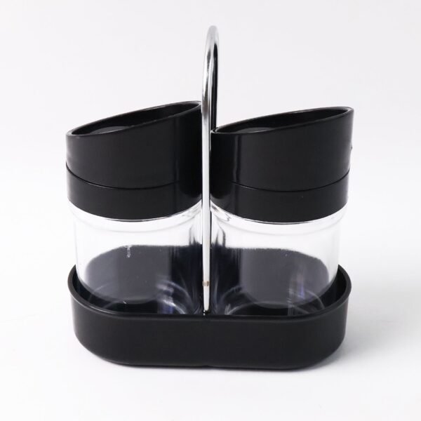 Apex Helix Salt N' Pepper 2-Piece Plastic Jar Set with Stand