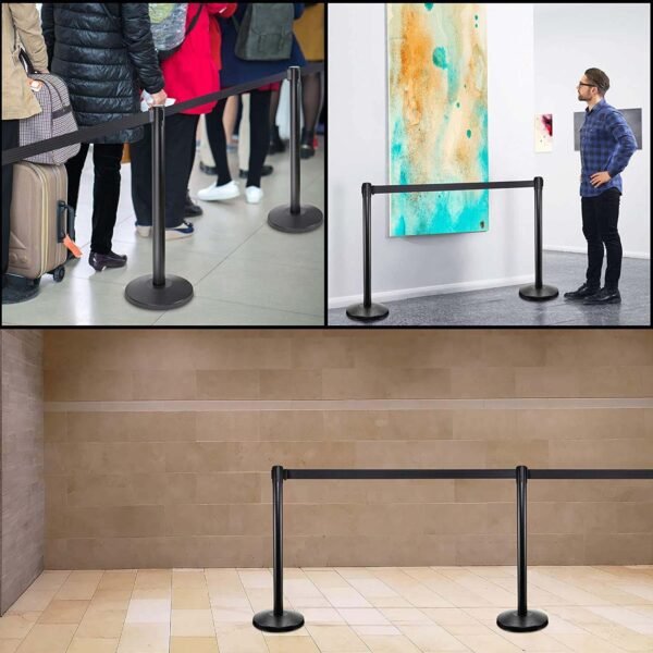 Heavy Duty Retractable Belt Crowd Control Pole with Sturdy Base – 1 Pc