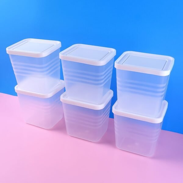 Transparent Square Plastic Food Storage Container Set (6 Pc)