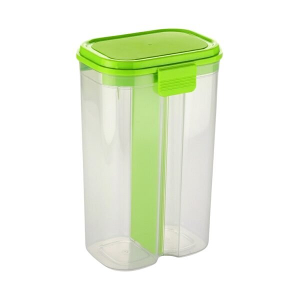 Plastic 2 Sections Air Tight Transparent Food Grain Cereal Storage Container (2 ltr)