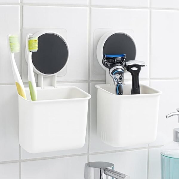 storagebox-03_d352cc7b-12ae-4588-9ff0-1821c4e6c496.jpg Wall Mounted Plastic Toothbrush Holder with Adhesive Installation (2 Pc)