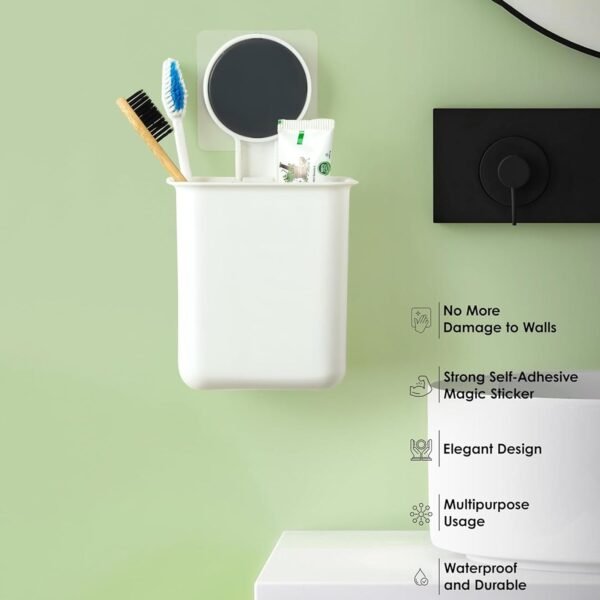 storagebox-05_9b229761-7d41-4474-bbab-7d774ed24905.jpg Wall Mounted Plastic Toothbrush Holder with Adhesive Installation (2 Pc)