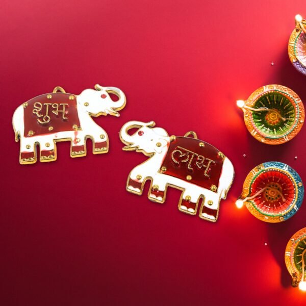 Shubh Labh Elephant Decorative Wall Hangings (2 Pc)