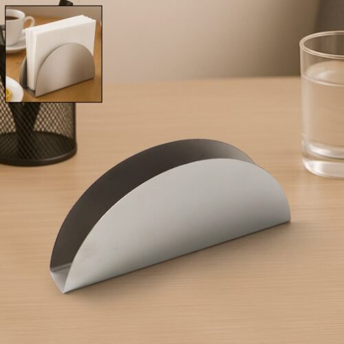 tissue-holder-01.jpg Stainless Steel Half-Moon Shaped Tissue Paper Napkin Holder Stand (1 Pc)