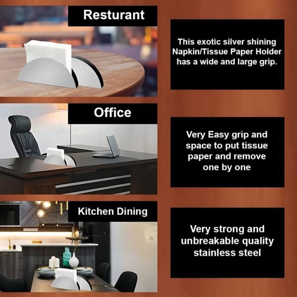 Stainless Steel Half-Moon Shaped Tissue Paper Napkin Holder Stand (1 Pc)